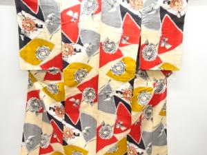 大正ロマン　花模様織り出し銘仙着物